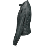 Leather Biker Jacket  Bottle Green: NANCY
