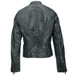 Leather Biker Jacket  Bottle Green: NANCY