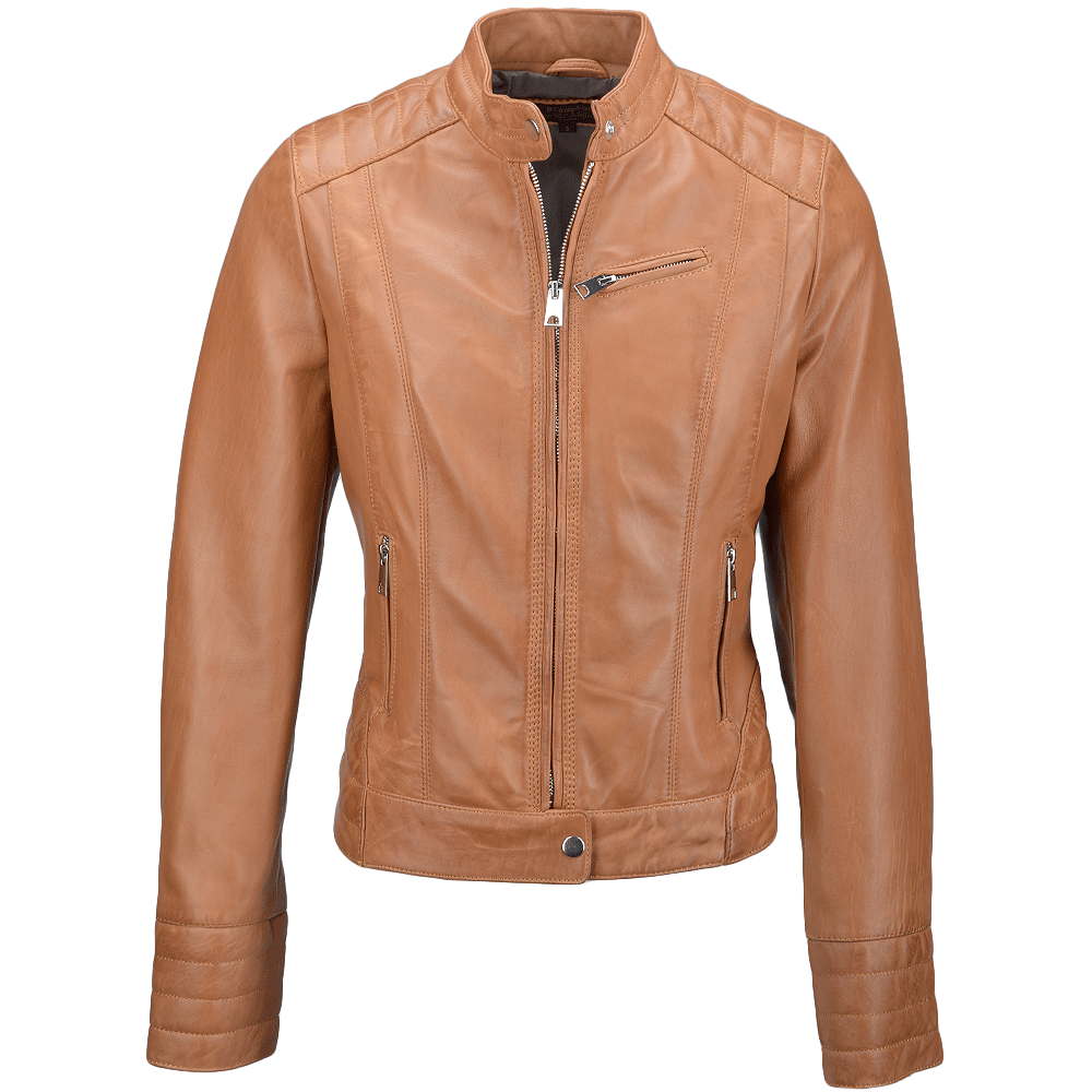 Leather Biker Jacket  Cognac: NANCY