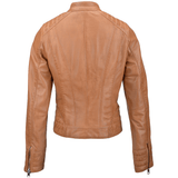 Leather Biker Jacket  Cognac: NANCY