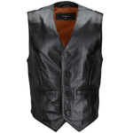 Leather Waistcoat Black: MEN VEST