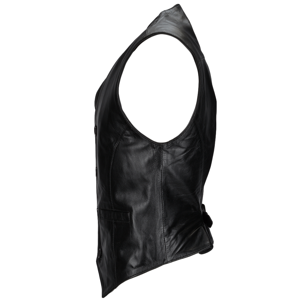 Leather Waistcoat Black: MEN VEST