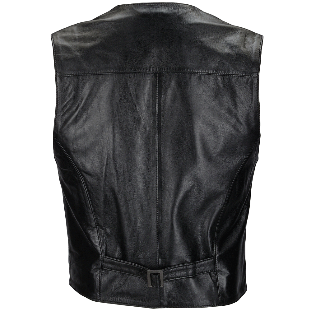 Leather Waistcoat Black: MEN VEST