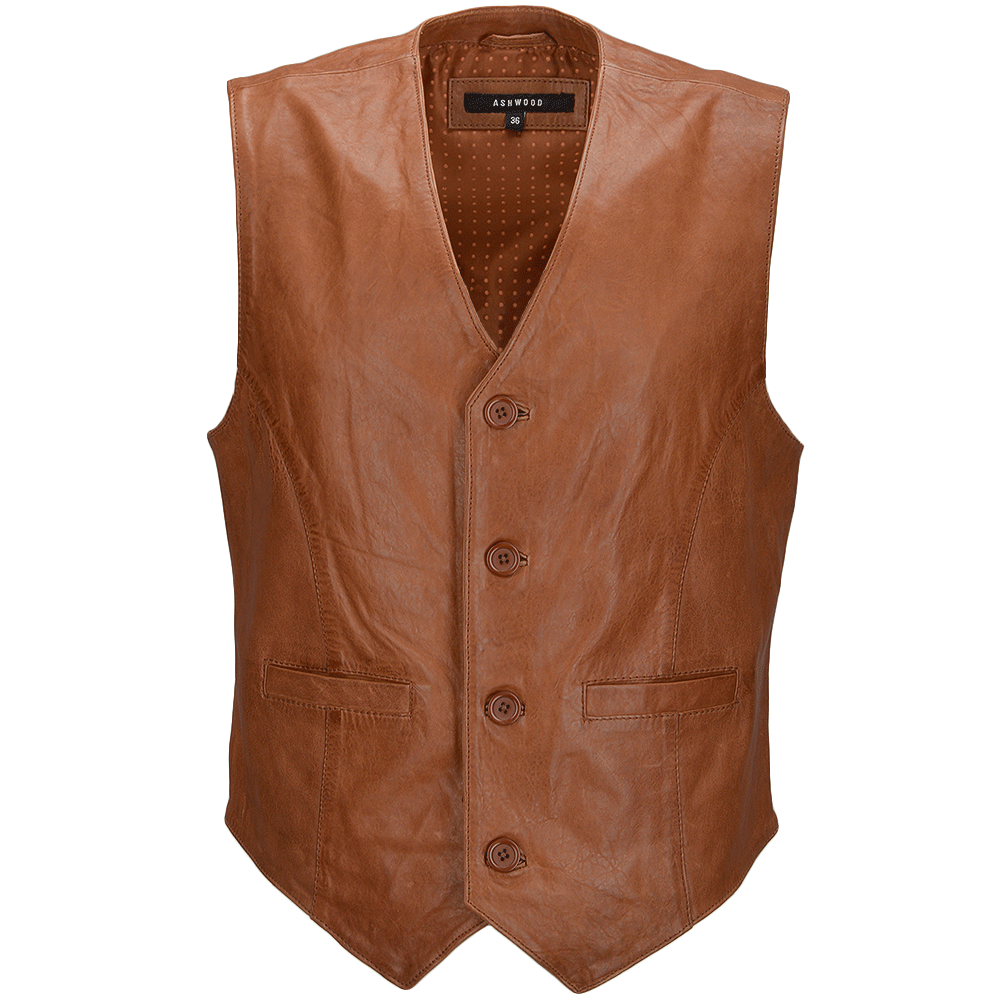Leather Waistcoat Tan/app: MEN VEST