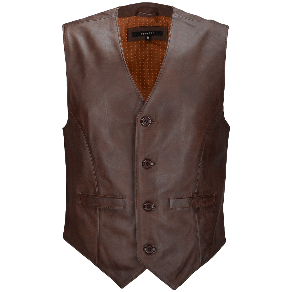 Leather Waistcoat Mid Brown/app: MEN VEST