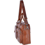 Two Section Oily Hunter Leather Work Bag Tan : 1662