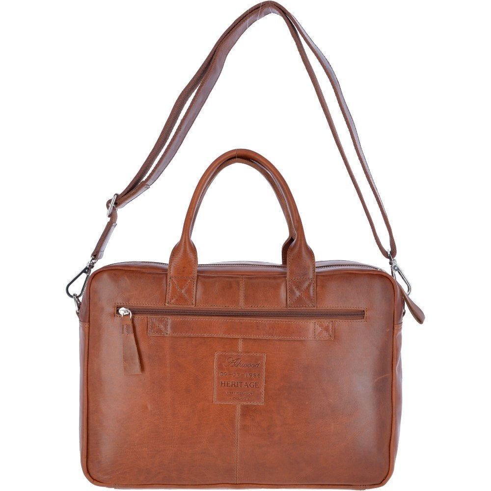 Two Section Oily Hunter Leather Work Bag Tan : 1662