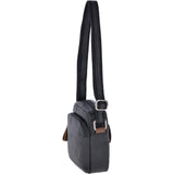 Leather Vintage Small Flight Shoulder Bag Black: F-81