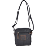 Leather Vintage Small Flight Shoulder Bag Black: F-81