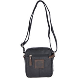 Leather Vintage Small Flight Shoulder Bag Black: F-81