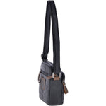Leather Vintage Small Flight Shoulder Bag Black: F-81