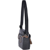 Leather Vintage Small Flight Shoulder Bag Black: F-81