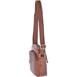 Leather Vintage Small Flight Shoulder Bag Tan: F-81