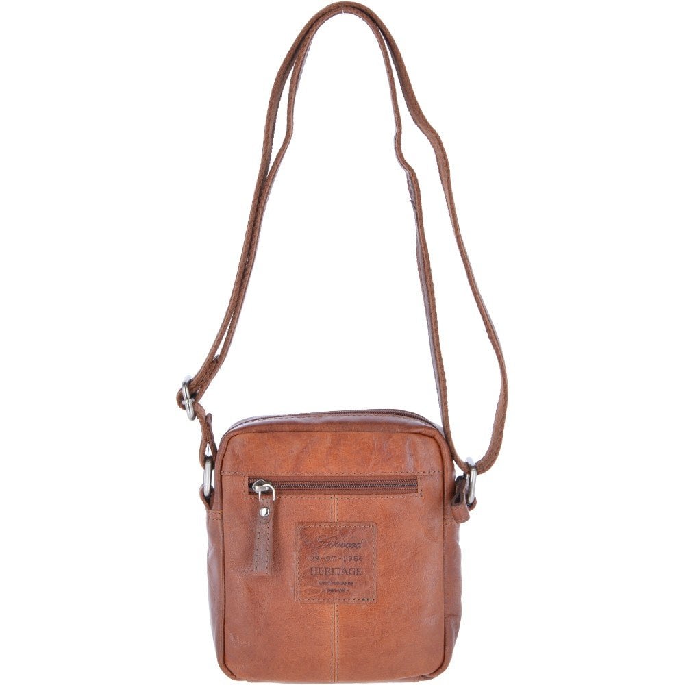 Leather Vintage Small Flight Shoulder Bag Tan: F-81