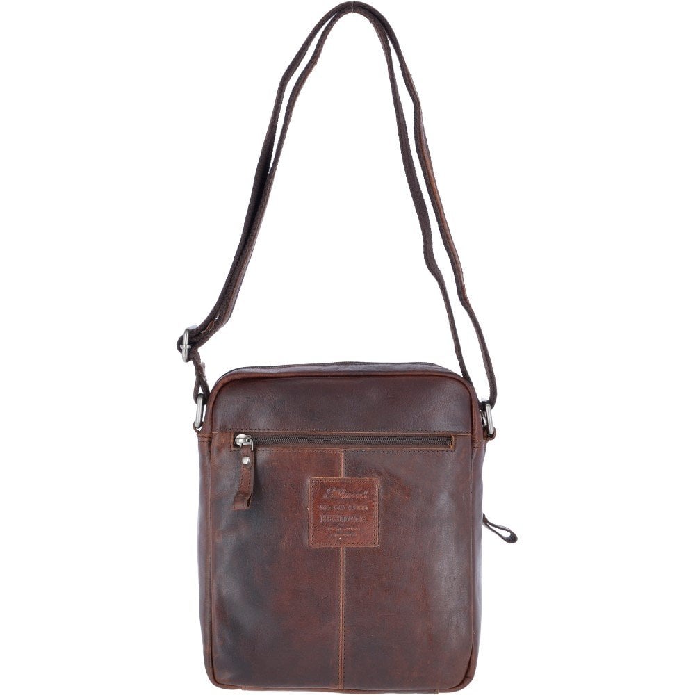 Leather Vintage Medium Flight Shoulder Bag Brandy: F-82