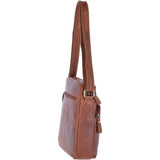 Leather Vintage Medium Flight Shoulder Bag Tan: F-82
