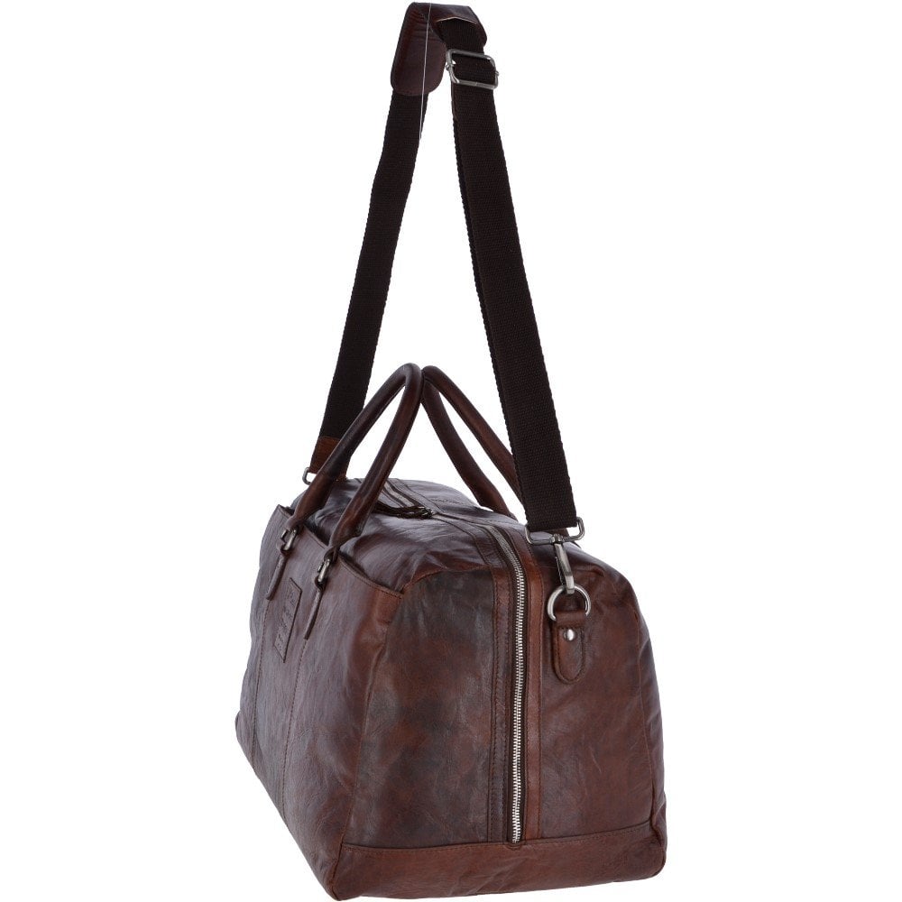 Large Leather Vintage Holdall Brandy: F-87
