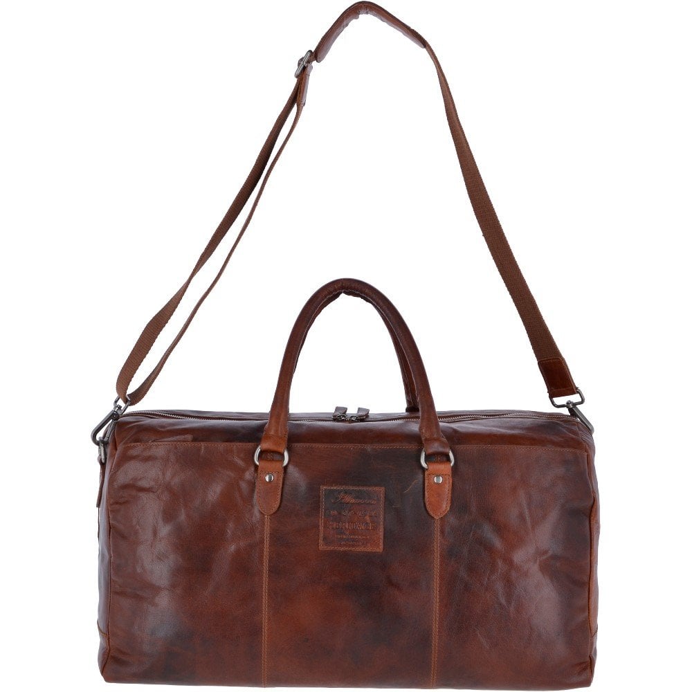 Large Leather Vintage Holdall Tan: F-87
