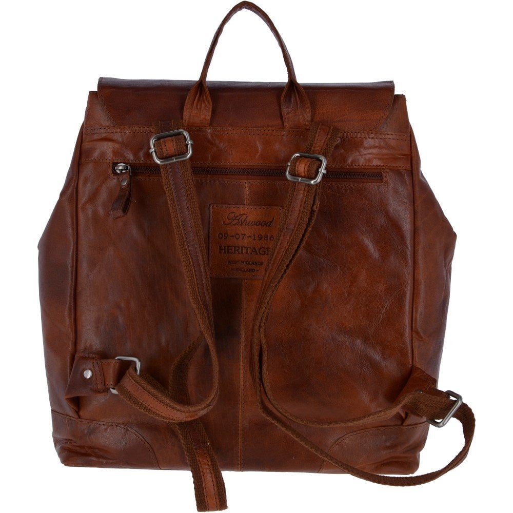 Unisex Leather Vintage Backpack Tan : F-86