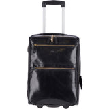Airline friendly cabin size trolley in vegetable tanned leather black : 79014