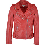 Leather Biker Jacket Red: RUTH