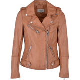 Leather Biker Jacket Cognac: RUTH