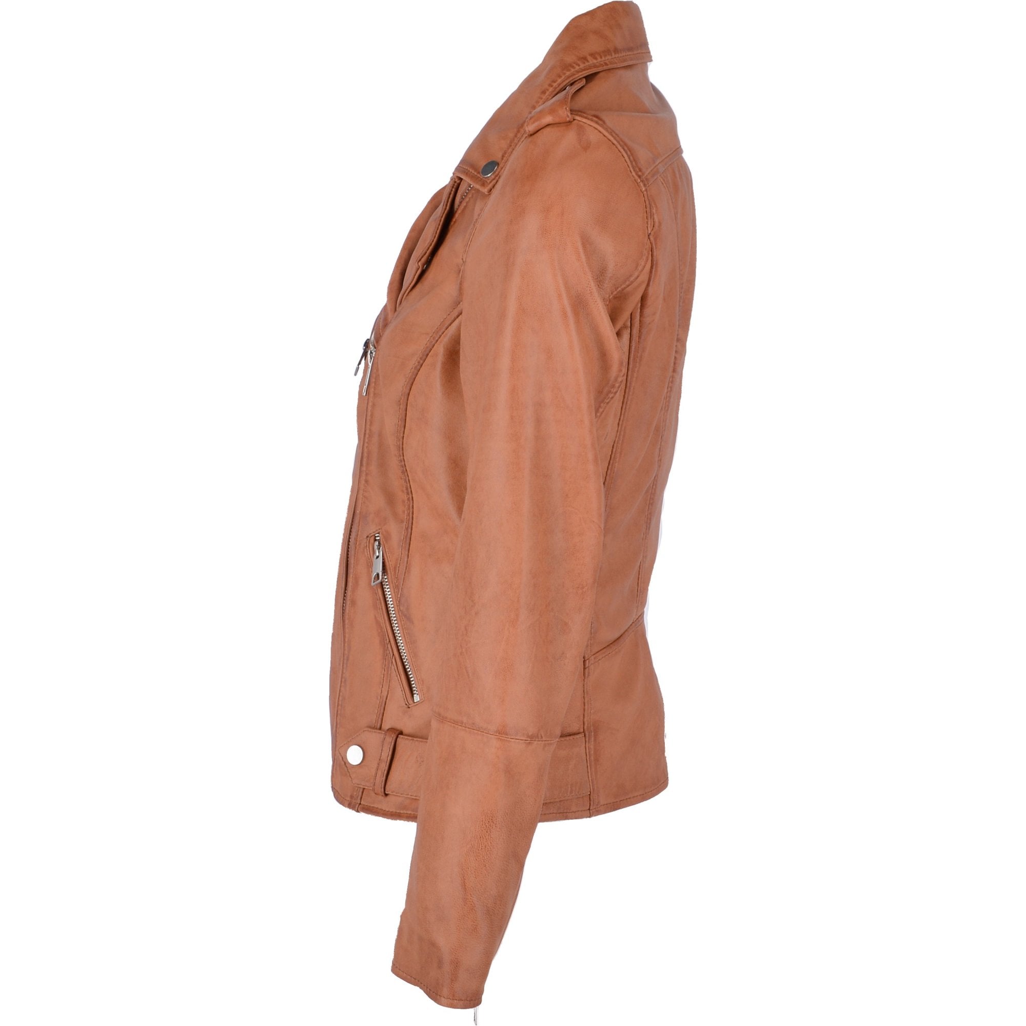 Leather Biker Jacket Cognac: RUTH