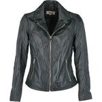 Leather Biker Jacket Green: JAIN