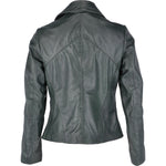 Leather Biker Jacket Green: JAIN