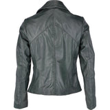 Leather Biker Jacket Green: JAIN