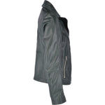 Leather Biker Jacket Green: JAIN