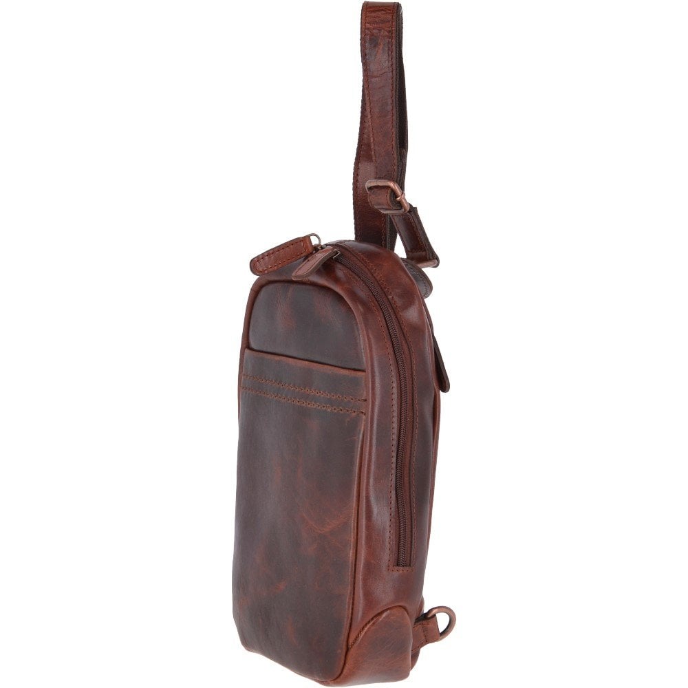Vintage Leather Single Strap Sling Bag Tan : Perry