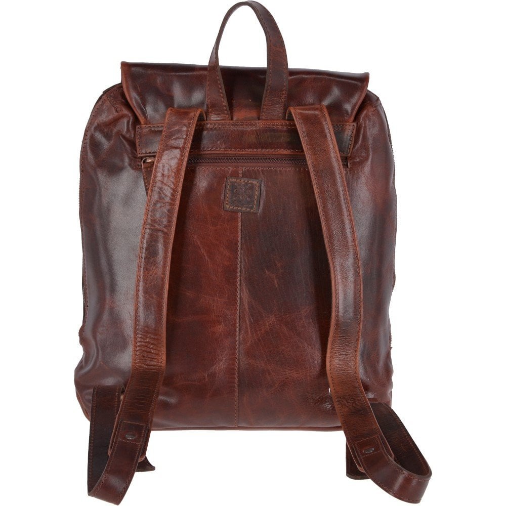 Medium Leather Zip Around Vintage Backpack Tan : Fred