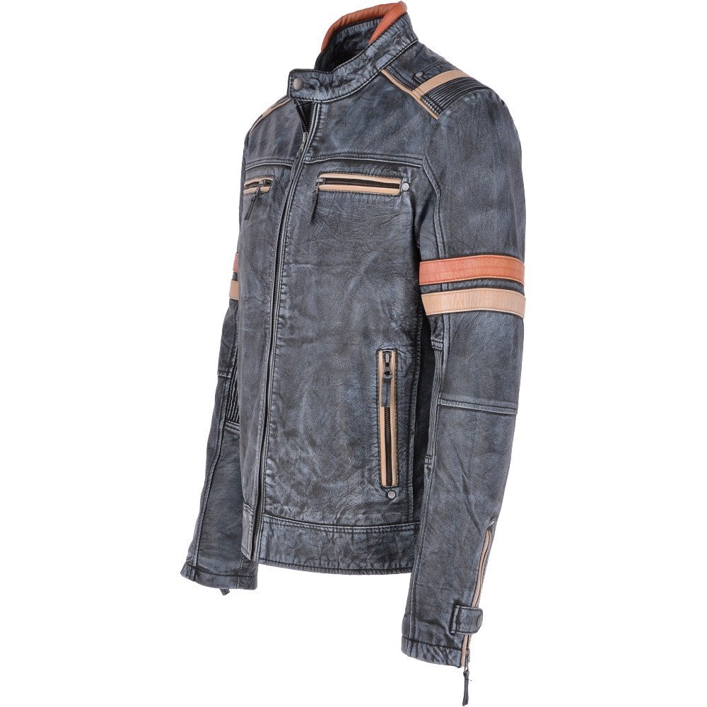 Vintage Leather Biker Jacket Blue/ Black: 2599