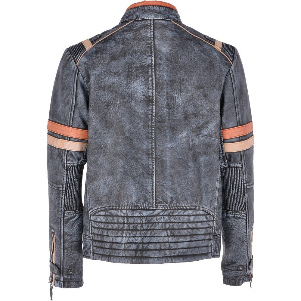 Vintage Leather Biker Jacket Blue/ Black: 2599