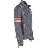 Vintage Leather Biker Jacket Blue/ Black: 2599