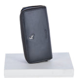 Large Leather Zip Around Note And Coin Purse Black: Ash-18