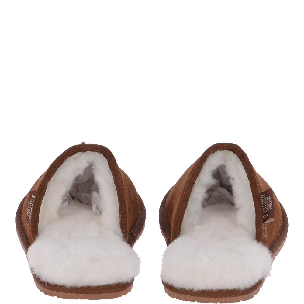 Classic Mens Suede Sheepskin Slippers Chestnut