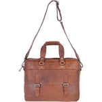 Leather Vintage Laptop Work Bag Tan: F-83