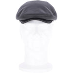 One Piece Sheepskin Leather Flat Cap Black: 04K
