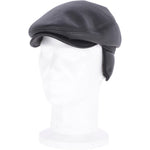One Piece Sheepskin Leather Flat Cap Black: 04K