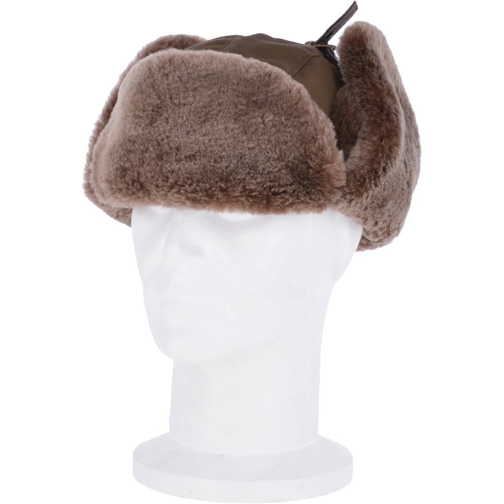 Trapper Hat With Sheepskin Fur Olive: 030-T