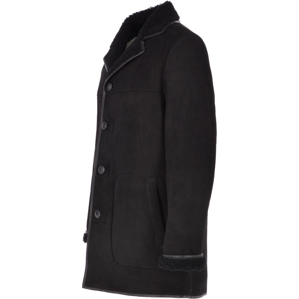 Mens Classic Sheepskin Coat Black: KE 884 BOX