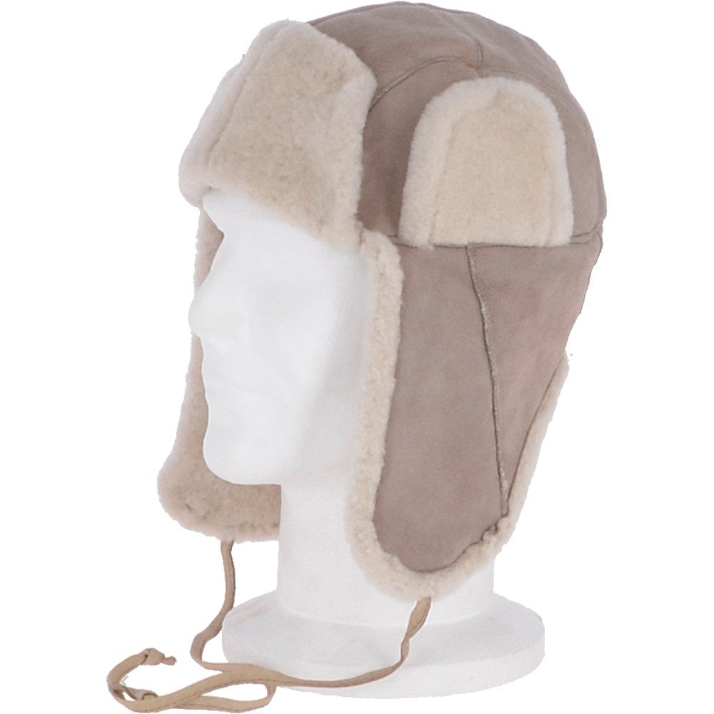 Unisex Sheepskin Trapper Hat Stone: 208