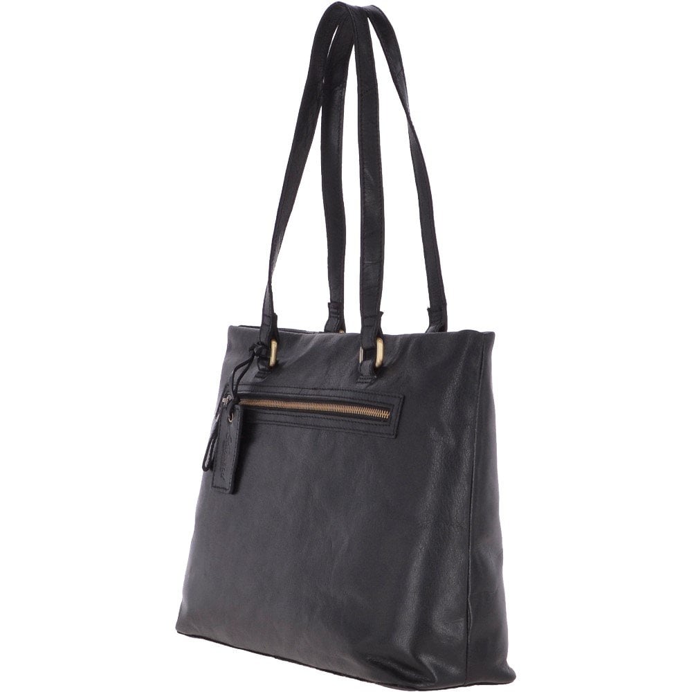 Large Vintage Leather Handbag Black – G29