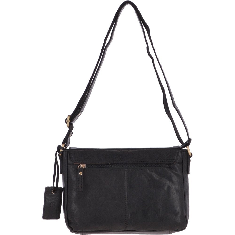 Vintage Leather Cross Body Shoulder Bag Black – G22