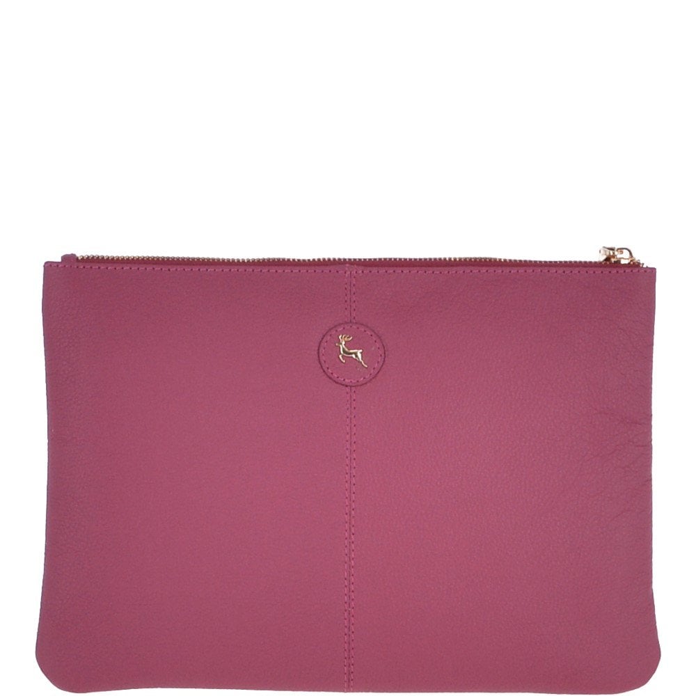 Large Padded Leather Pouch Bag Fuchsia – 62093
