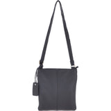 Zip Top Leather Cross Body Bag Black: Dolly