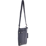 Zip Top Leather Cross Body Bag Black: Dolly