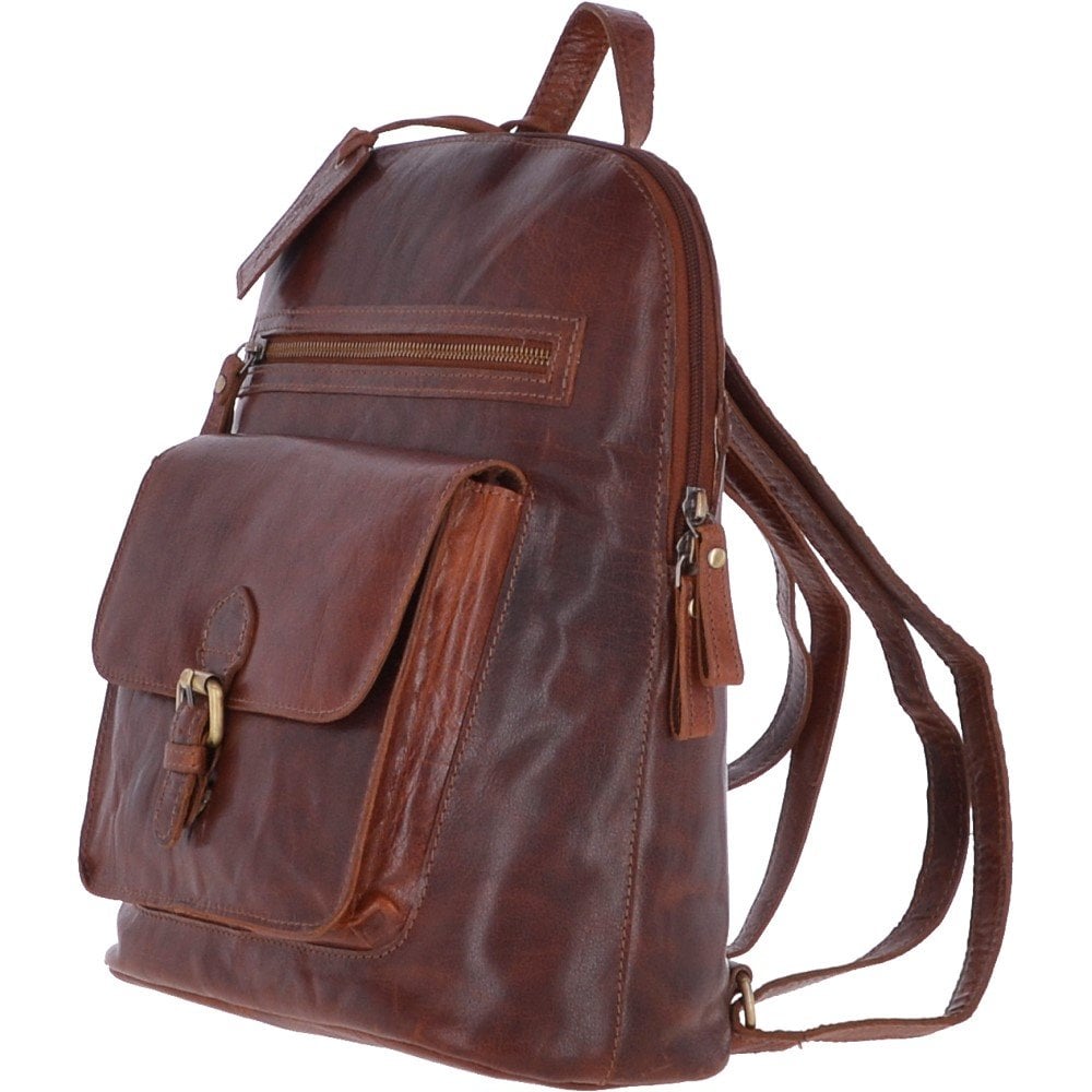 Large Vintage Leather Backpack Honey  – G28